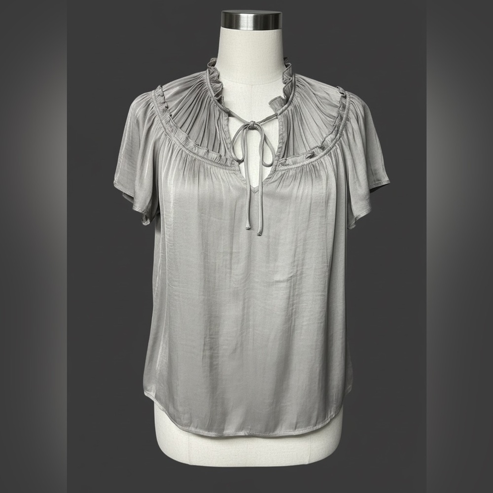 GAP Taupe Women's Blouse with Tie-Front